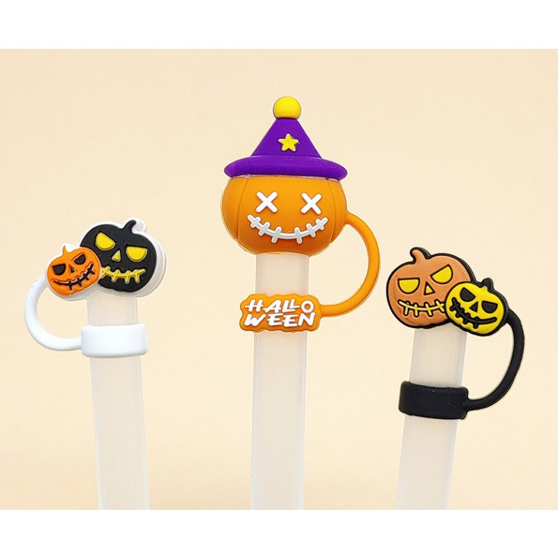 Wholesale 10pcs Halloween Food Grade Silicone 10mm Straw Plug Straw Cap